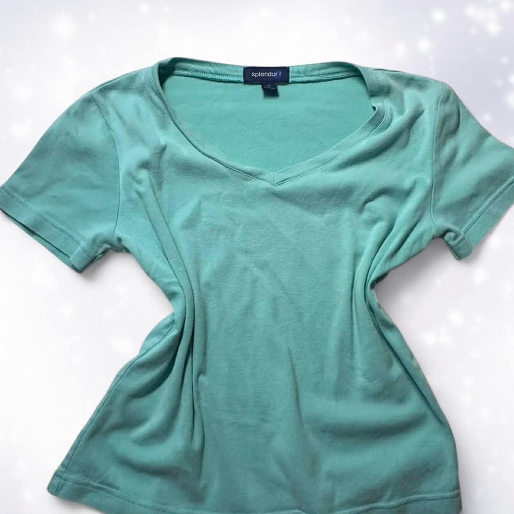 Splendor Women's Blue/Green Basic Top - Picture 3 of 6